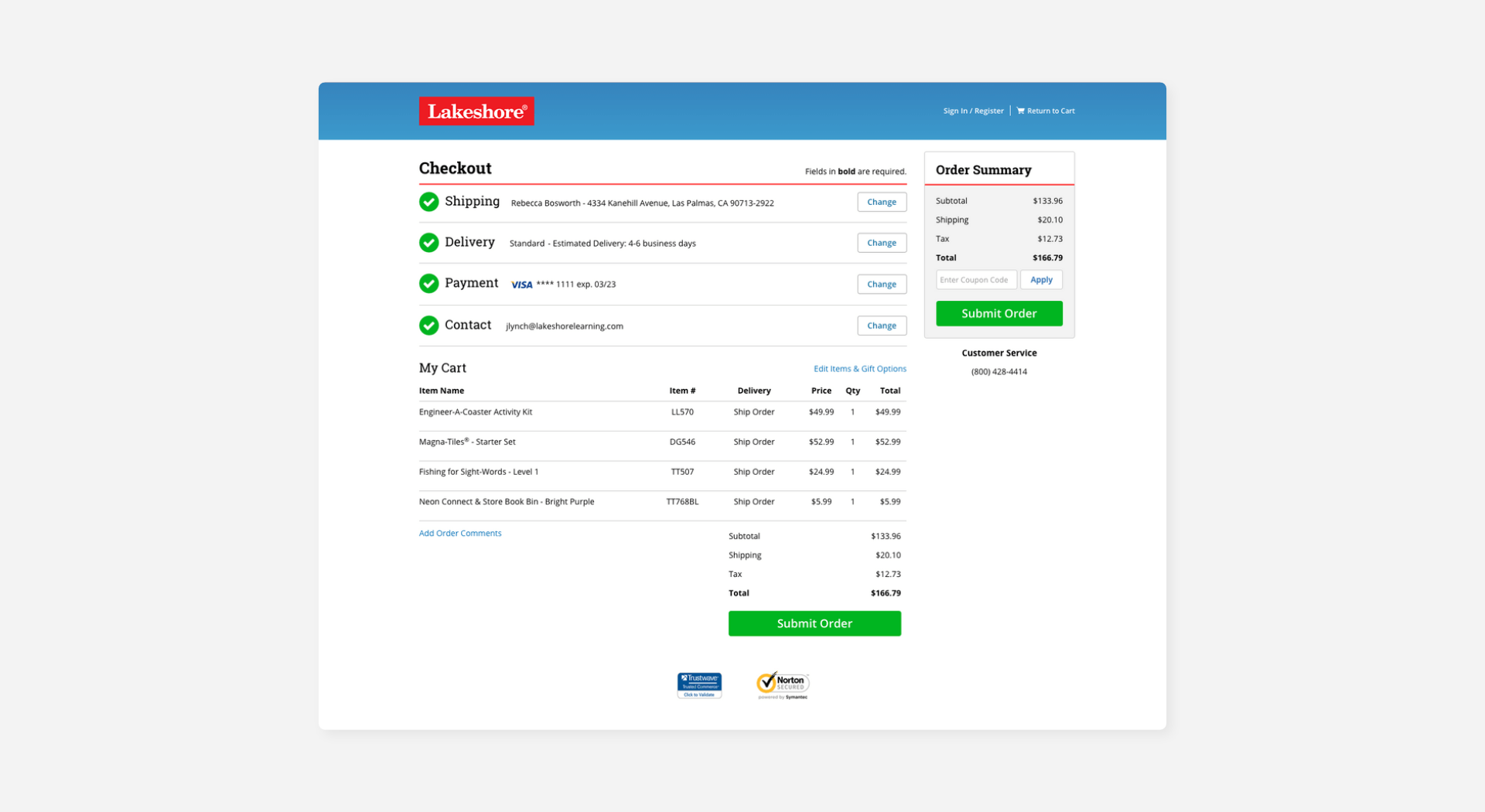 Checkout Page