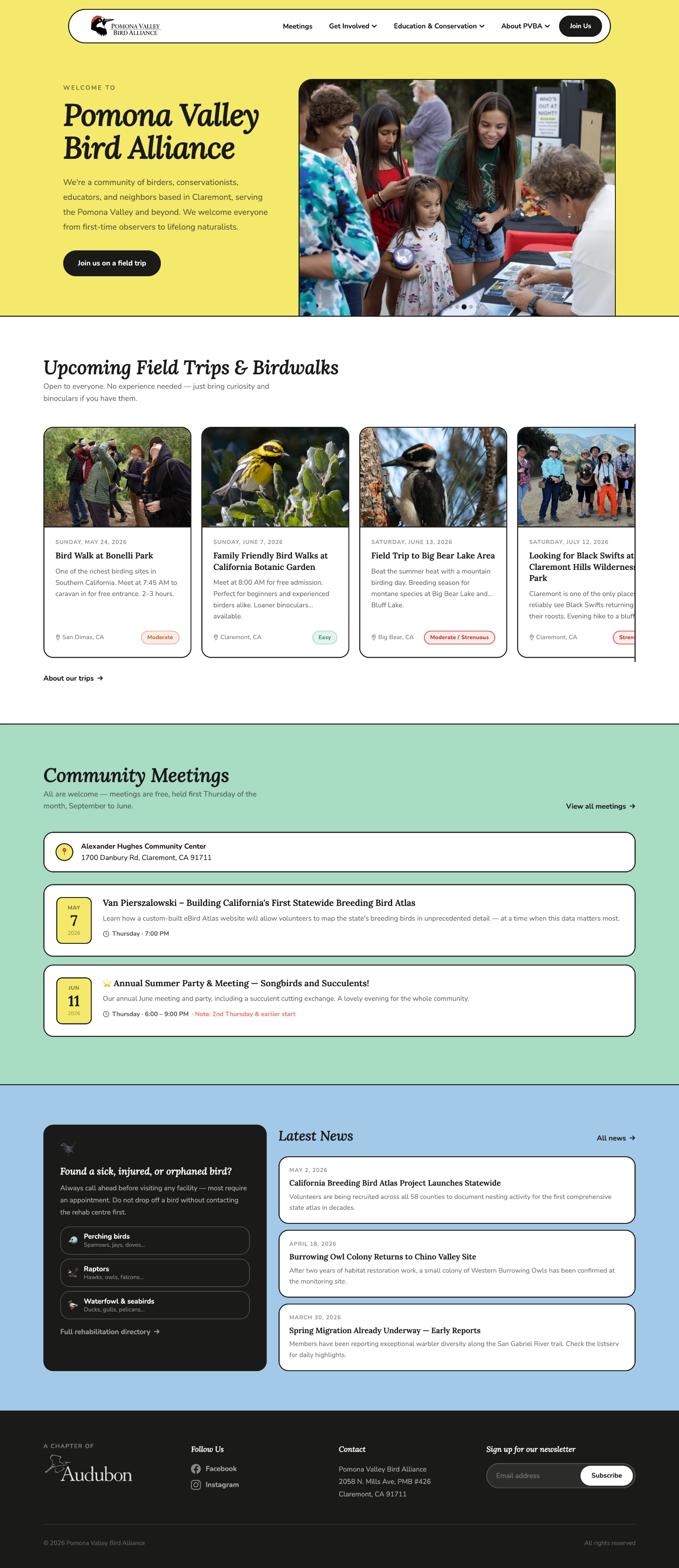 Pomona Valley Bird Alliance website screenshot